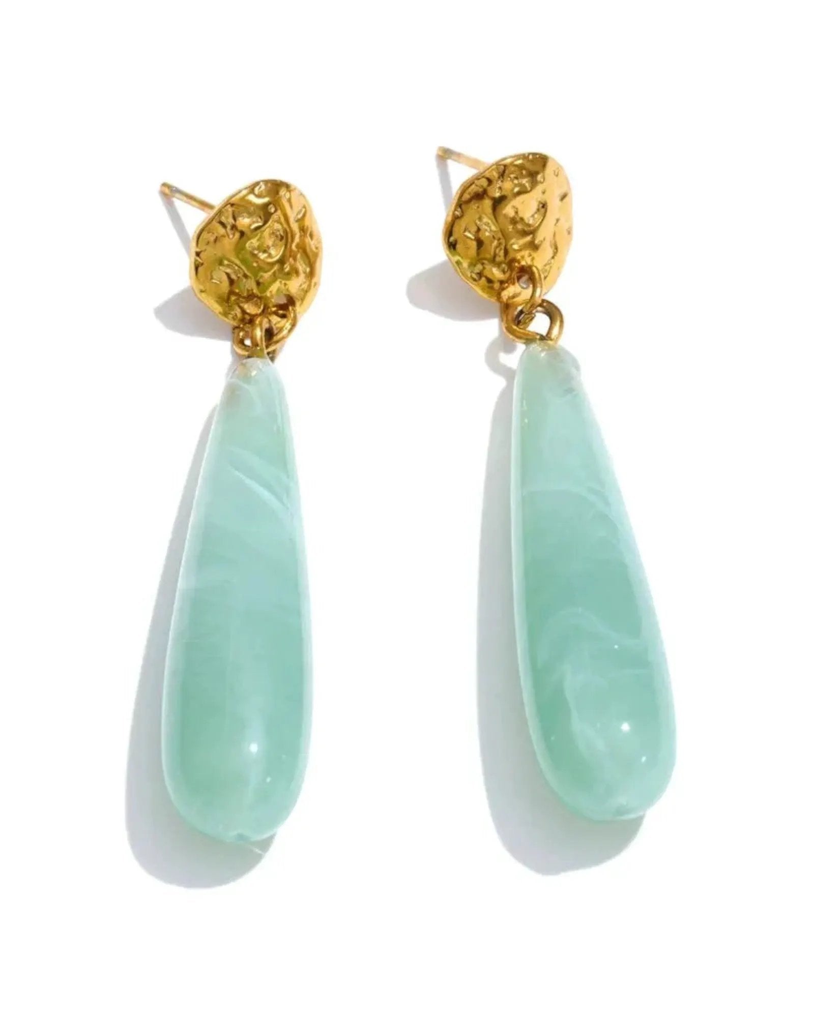 Teardrop Acrylic Resin Dangle 18K Gold PVD Plated Stainless Steel Earrings For Women by Poised Me Jewelry Studio