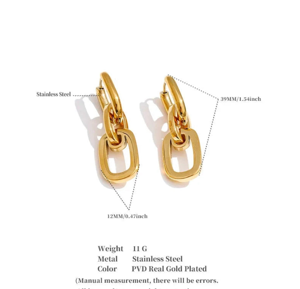 Daily 316 Stainless Steel Rectangle Drop Dangle Earrings for Women Statement Minimalist High Quality Jewelry Wholesale by PoisedMe