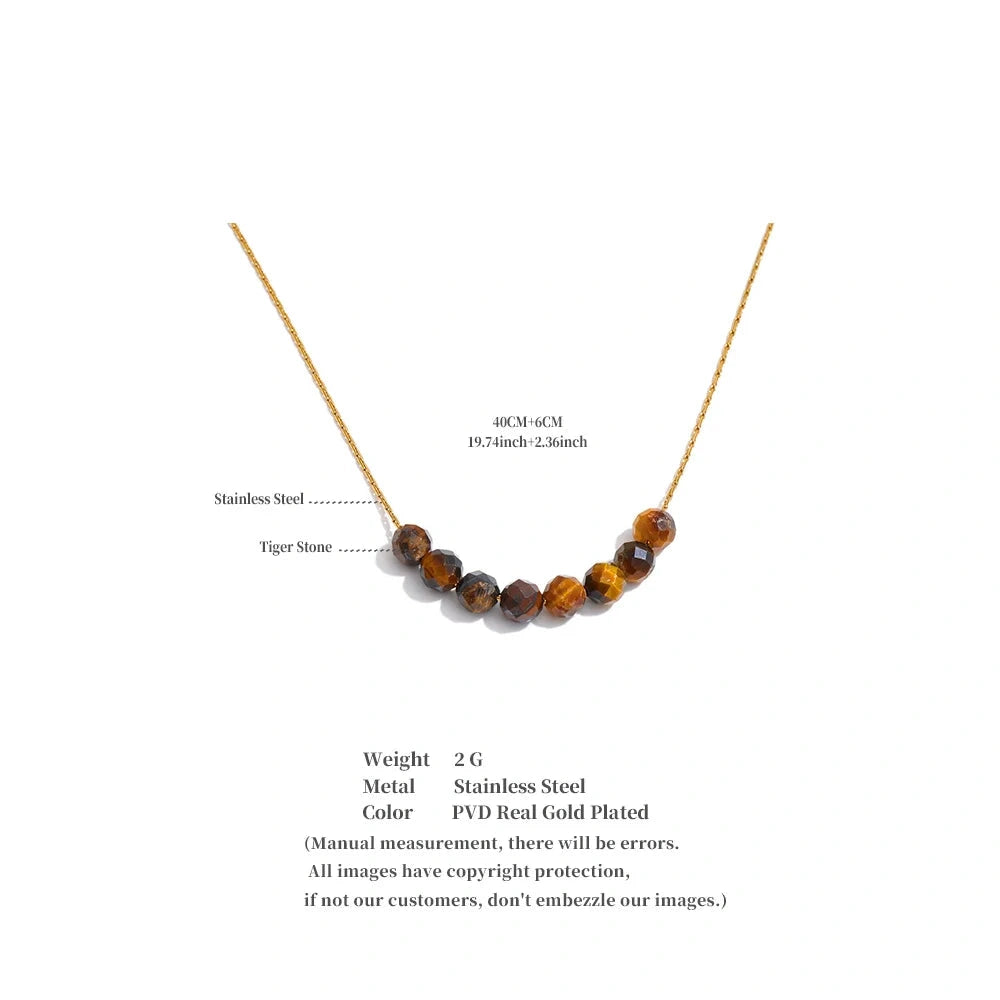 Natural Aventurine Agate Tiger Stone Beads Chain Drop Necklace High Quality Fashion Collar Jewelry Gala Gift Wholesale by PoisedMe