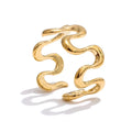 PoisedMe Minimalist Stainless Steel Metal Irregular Open Adjustable Ring for Women Rust Proof Distinctive Jewelry 2025 -