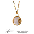 Poised Me Charm Natural Shell Star Moon Round Pendant Drop Stainless Steel Necklace Earrings Jewelry Set for Women Accessories 