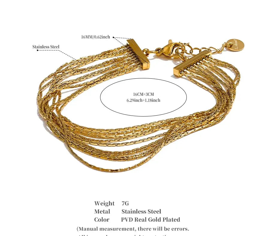 Stainless Steel Multi Layer Bracelet Bangle Gold And Platinum PVD Plated by Poised Me Jewelry Studio