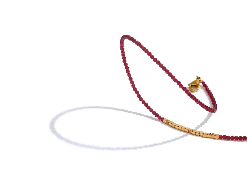 Ancora Ankela Red Crystal Thin Bracelet Stainless Steel Beads Handmade Jewelry by Poised Me Jewelry Studio
