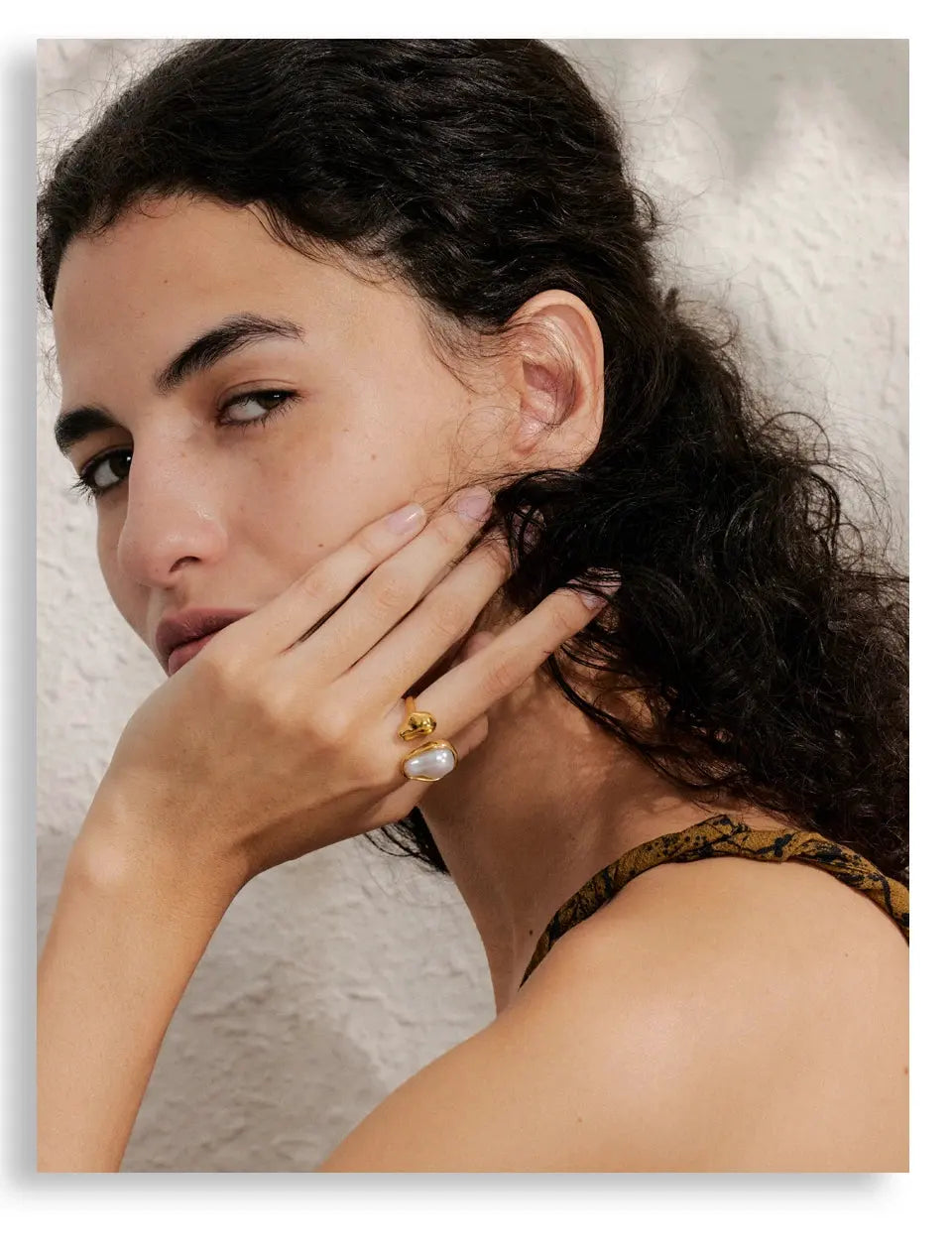 Adjustable Open Ring With Baroque Pearl 18K PVD Gold Plated Stainless Steel by Poised Me Jewelry Studio