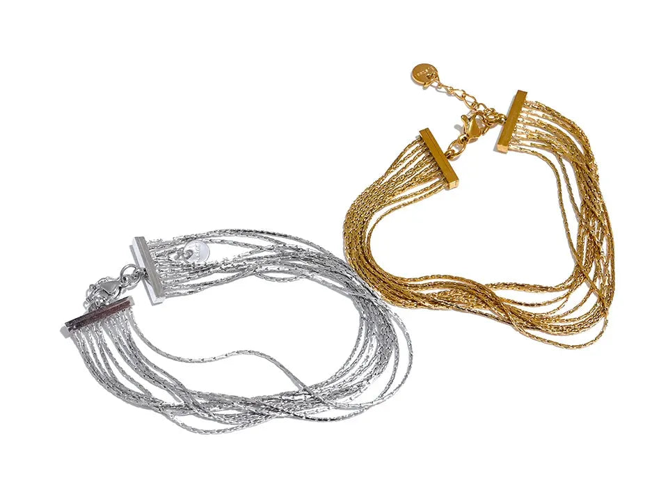 Stainless Steel Multi Layer Bracelet Bangle Gold And Platinum PVD Plated by Poised Me Jewelry Studio