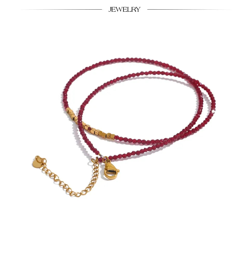 Ancora Ankela Red Crystal Thin Bracelet Stainless Steel Beads Handmade Jewelry by Poised Me Jewelry Studio