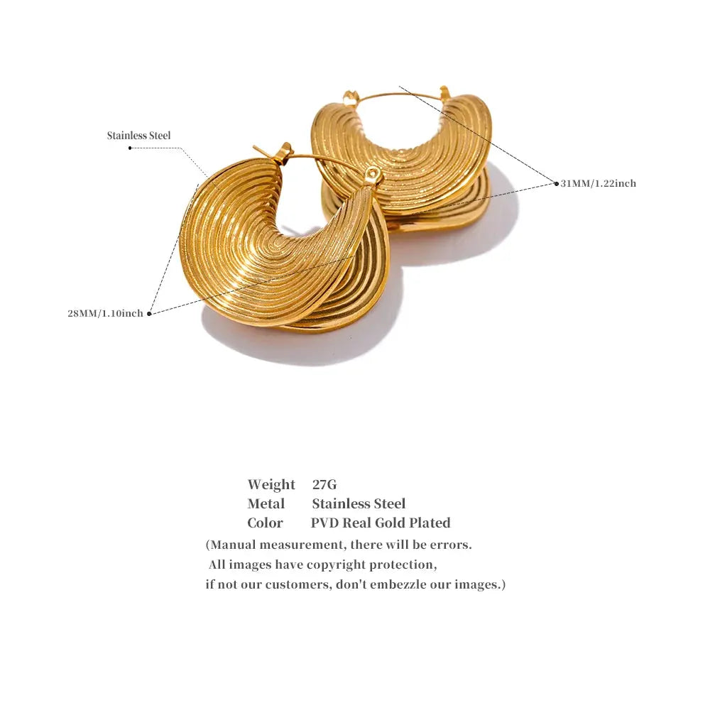 Stylish Unique Stainless Steel Geometric Statement Waterproof Earrings Creative Metal Gold Color Temperament Jewelry Women by Poised Me Jewelry Studio