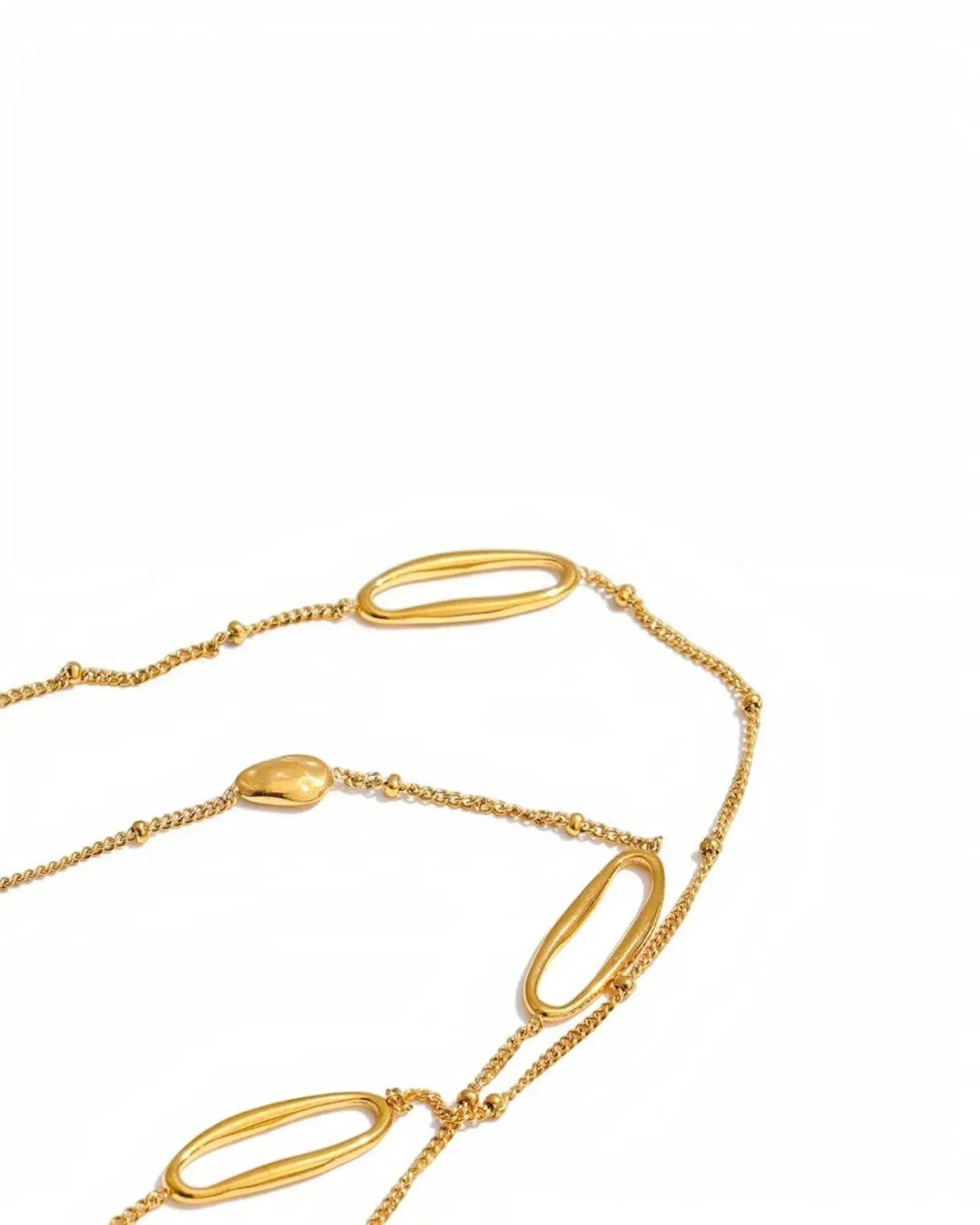 Oval Sweater Chain Long 18K Gold PVD Plated Stainless Steel Necklace 88cm by Poised Me Jewelry Studio