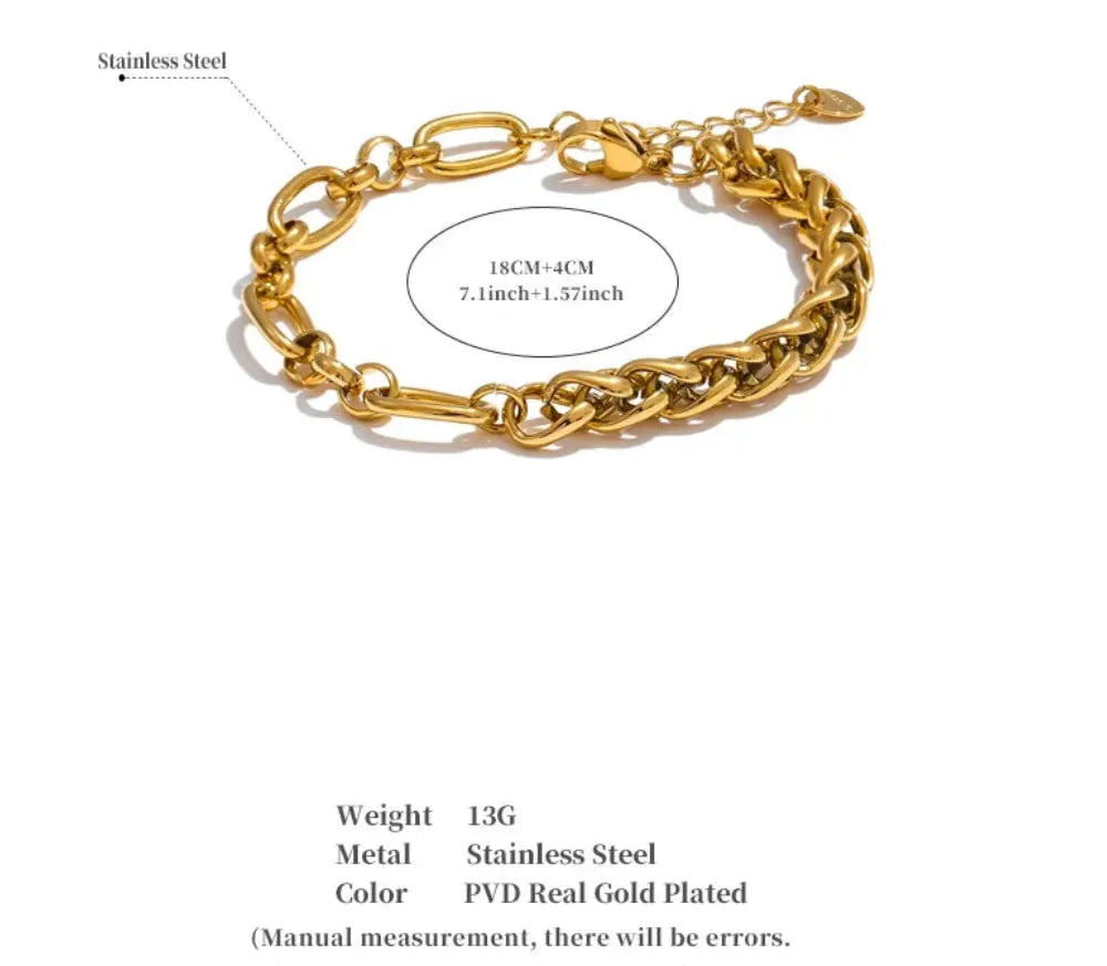 18K Gold Plated Waterproof Stainless Steel Chain Bracelet Statement Jewelry Women by Poised Me Jewelry Studio