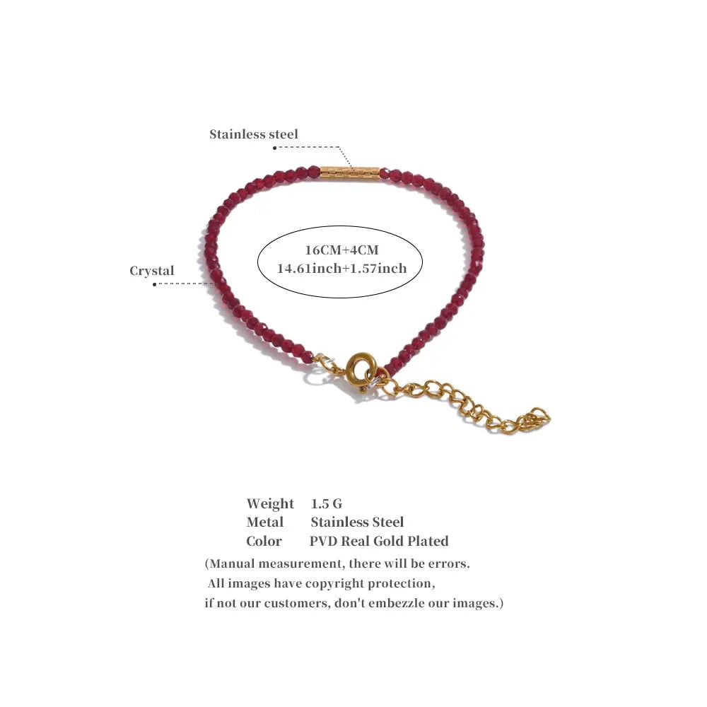 Ancora Ankela Red Crystal Thin Bracelet Stainless Steel Beads Handmade Jewelry by Poised Me Jewelry Studio