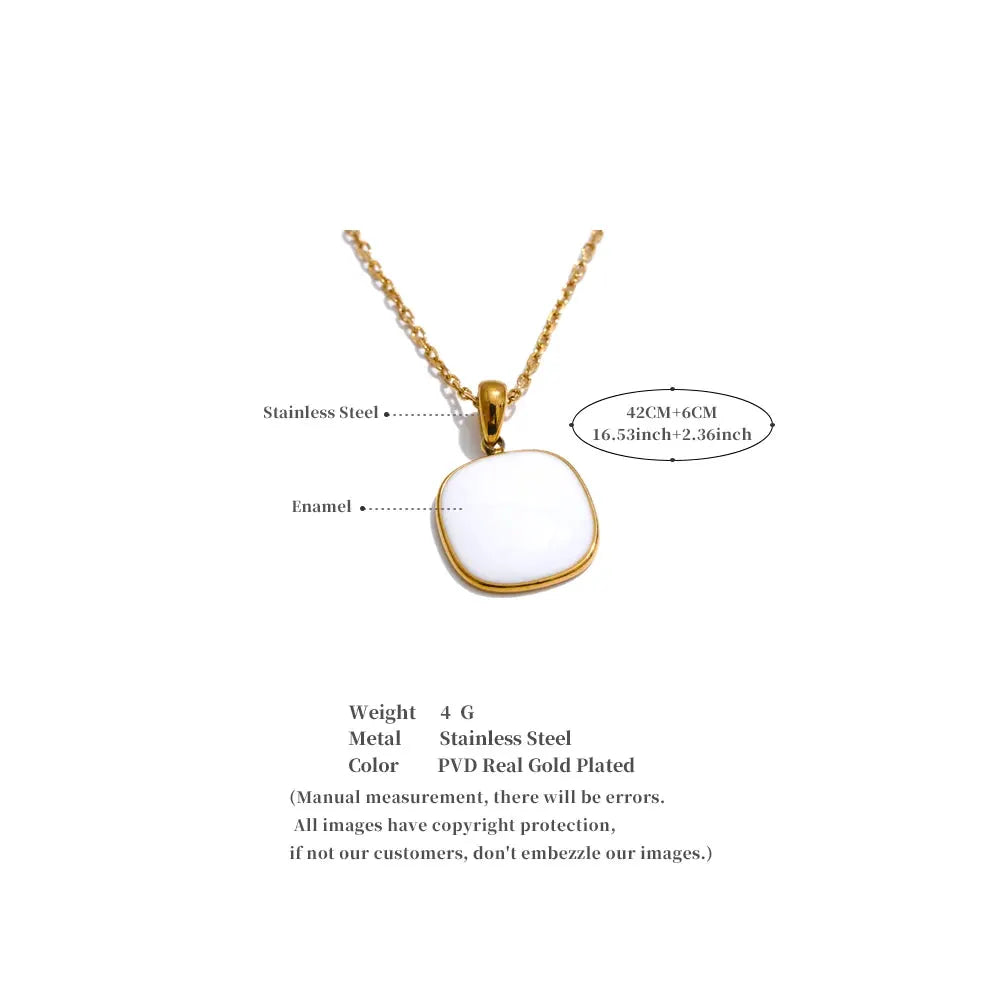 Candy Color Orange Square Pendant Necklace Gold Tone PVD Plated by Poised Me Jewelry Studio