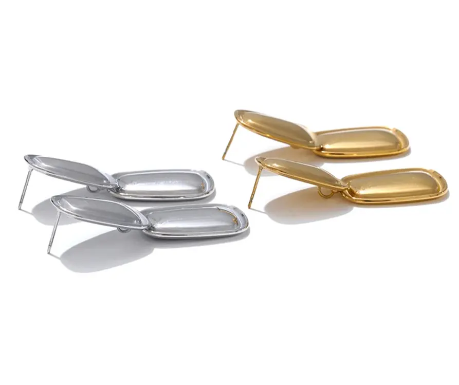 Square Rectangle Drop 18k Gold Plated Stainless Steel Waterproof Earrings by Poised Me Jewelry Studio
