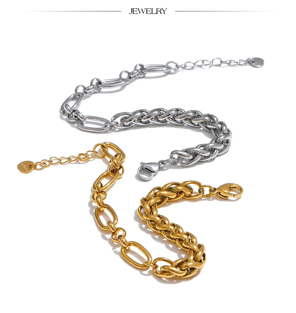 18K Gold Plated Waterproof Stainless Steel Chain Bracelet Statement Jewelry Women by Poised Me Jewelry Studio