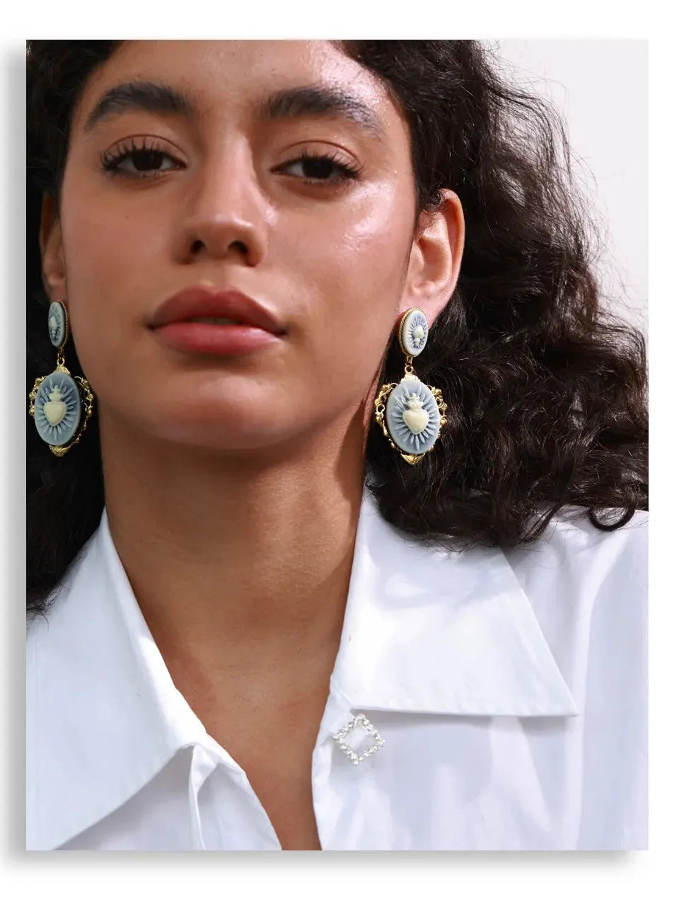 French Style Resin Heart Flower Drop Palace Earrings For Women Waterproof by Poised Me Jewelry Studio