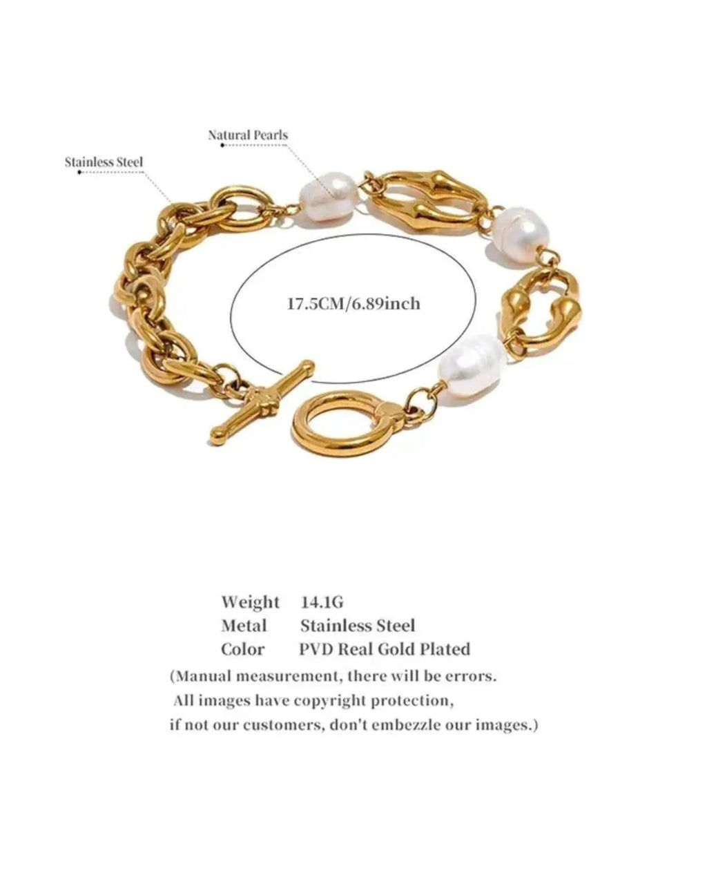 Freshwater Pearl And Metal Chain Necklace With 18K PVD Plated Accent by Poised Me Jewelry Studio