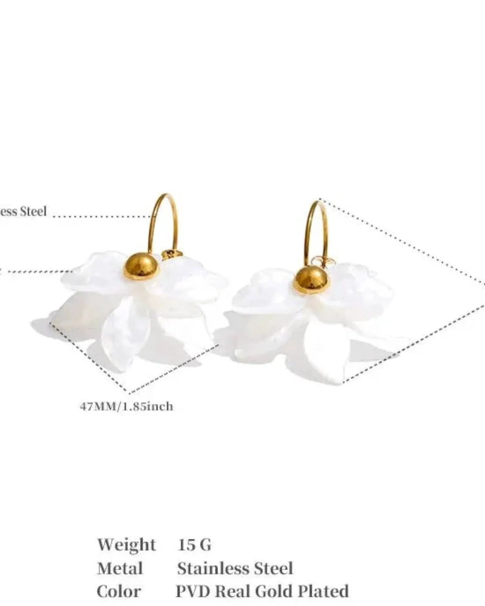 Multicolor Acrylic Flower Petal Drop 18k PVD Plated Stainless Steel Earrings Hooks by Poised Me Jewelry Studio