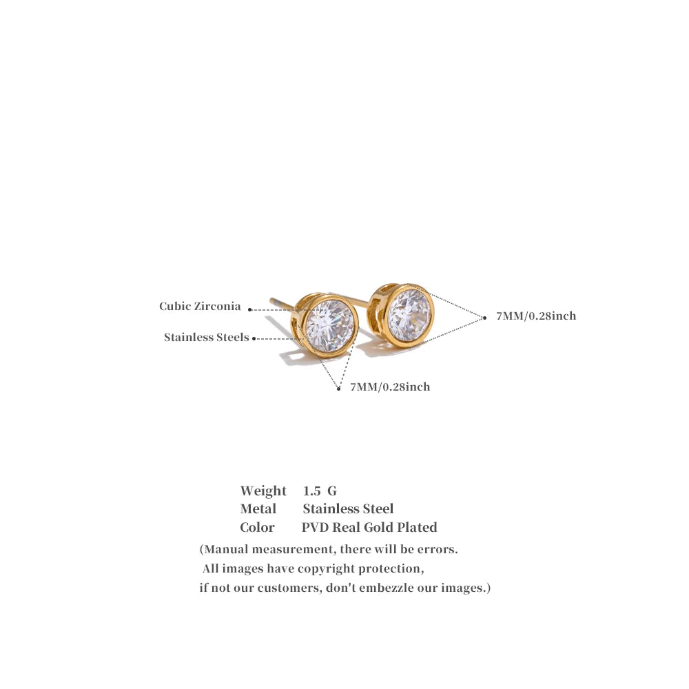 Round AAA Cubic Zirconia Stud Earrings