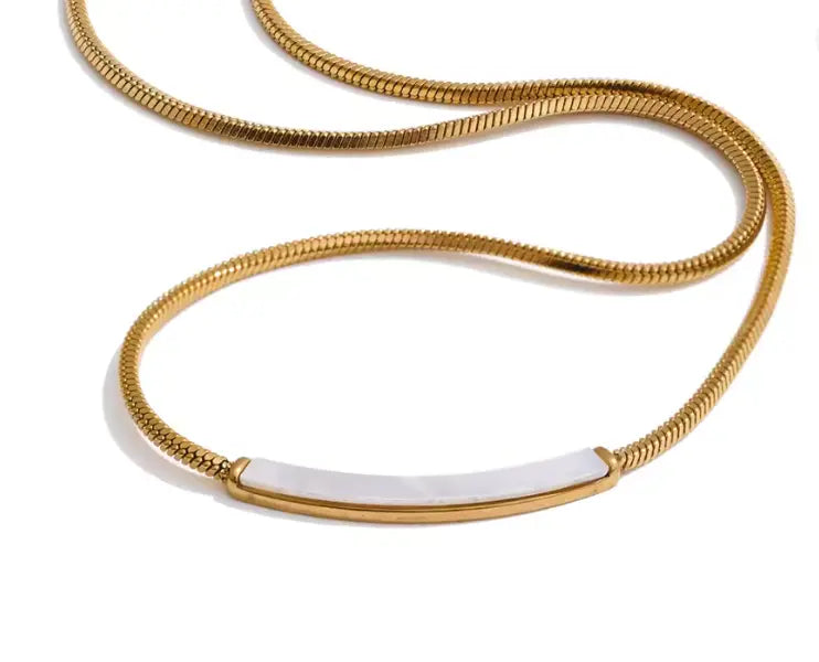 Modern Natural Shell Chain Collar Necklace Poised Me Jewelry Studio