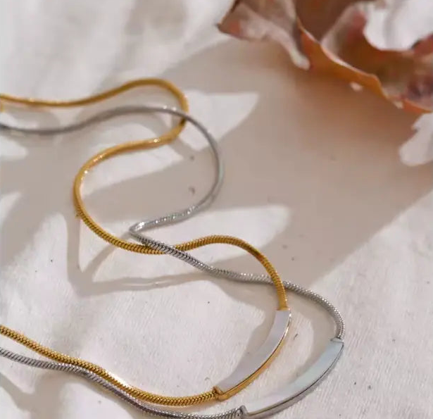 Modern Natural Shell Chain Collar Necklace Poised Me Jewelry Studio
