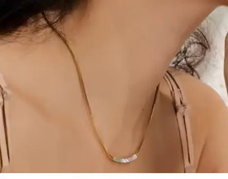 Modern Natural Shell Chain Collar Necklace Poised Me Jewelry Studio