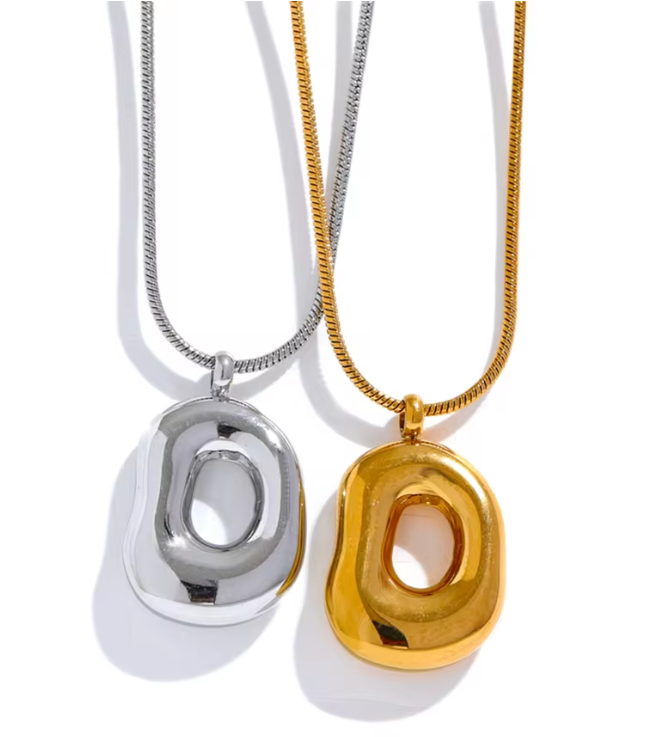 Minimalist Geo. Hollow Circular Pendant Necklace Poised Me Jewelry Studio physical Inventory