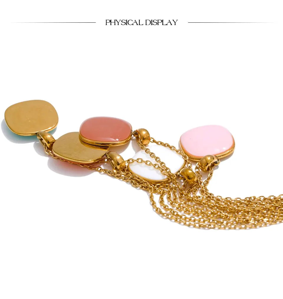 Candy Color Orange Square Pendant Necklace Gold Tone PVD Plated by Poised Me Jewelry Studio