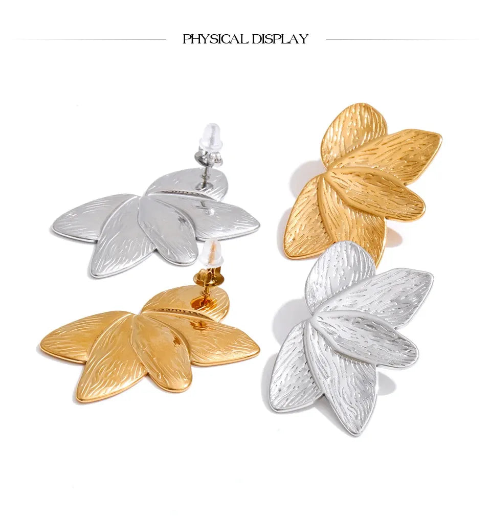 Flower Stud Earrings 18k PVD Plated Stainless Steel Daily Wear Jewelry by Poised Me Jewelry Studio