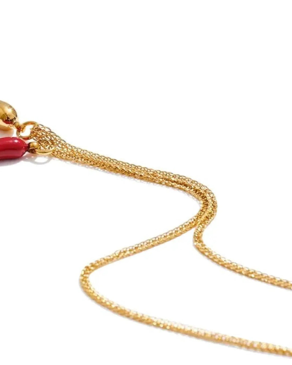 Enamel Red Chili Pepper Necklace Pendant Gold Plated Stainless Steel PVD Jewelry by Poised Me Jewelry Studio