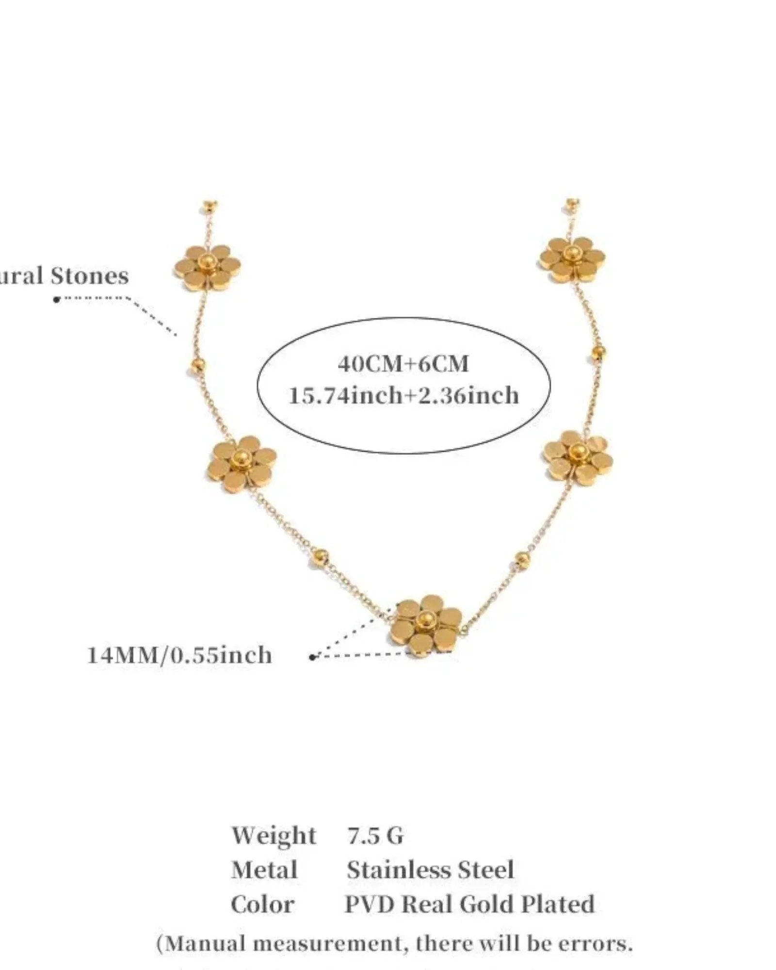 Flower Necklace 18k PVD Gold Plated Waterproof Jewelry For Women by Poised Me Jewelry Studio
