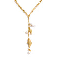 Yhpup Natural Pearls Shell Fish Pendant Chain Necklace 18K Golden PVD Plated Fashion Stainless Steel Charm Waterproof Jewelry by PoisedMe