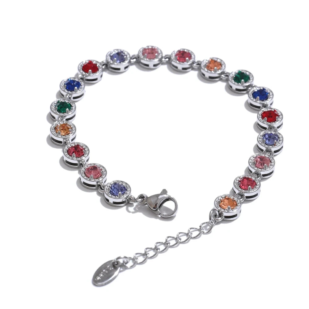 Popular Shiny Cubic Zirconia Chain Luxury Necklace Bracelet Bangle Gold Color Platinum Plated Temperament Jewelry New by PoisedMe