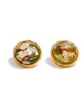 Resin Round Stud Earrings 18K Gold PVD Plated Stainless Steel Waterproof by Poised Me Jewelry Studio