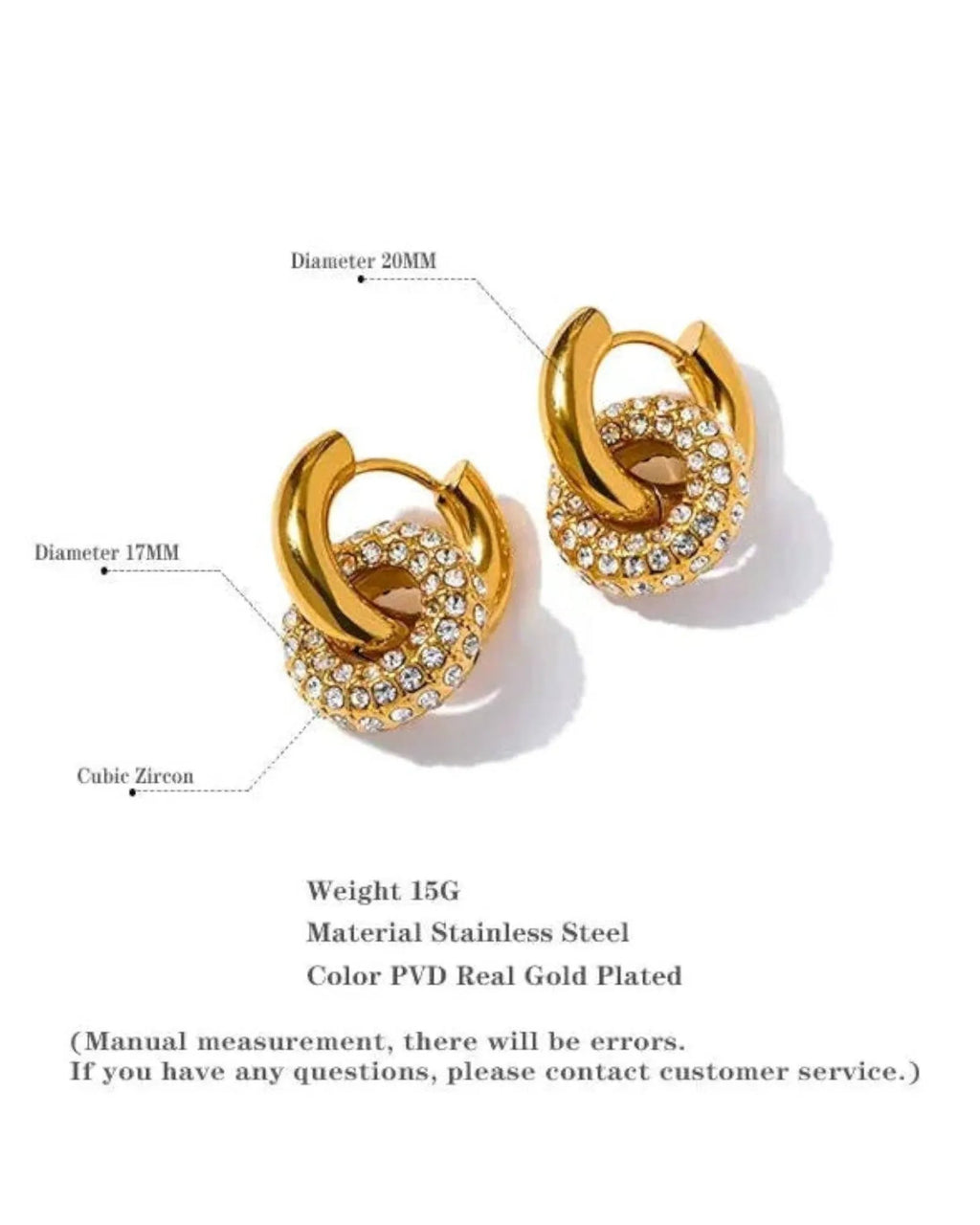 Huggie Hoop Earrings Cubic Zirconia in 18k Gold Plated PVD Stainless Steel by Poised Me Jewelry Studio