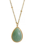 Amethyst Green Aventurine Water Drop 18K Gold PVD Plated Stainless Steel Necklace Pendant by Poised Me Jewelry Studio