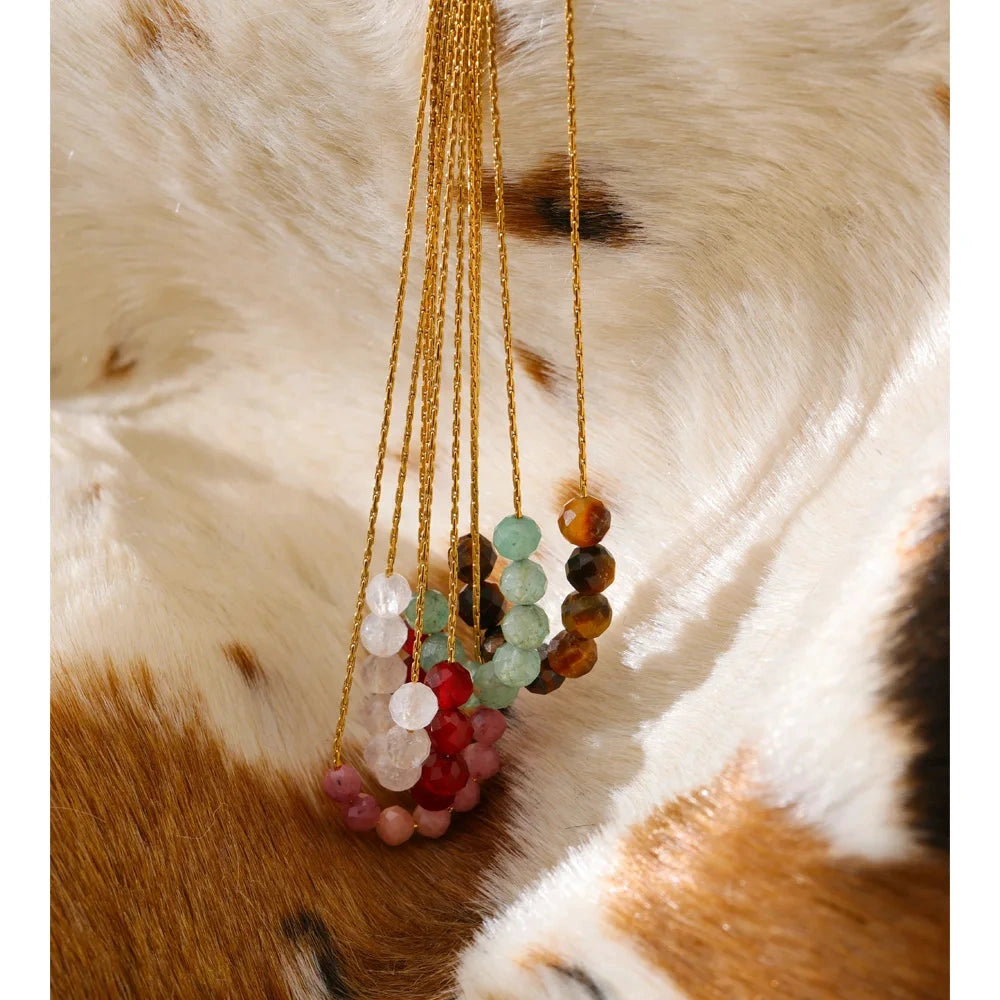 Natural Aventurine Agate Tiger Stone Beads Chain Drop Necklace High Quality Fashion Collar Jewelry Gala Gift Wholesale by PoisedMe