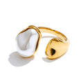Size 7.5 Vintage Baroque Simulated Pearls Adjustable Ring Arrivals Stainless Steel Chic Charm Jewelry Wholesale Bijoux by PoisedMe