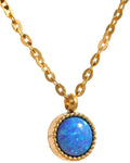 Blue Opal Natural Stone 18K Gold PVD Plated Stainless Steel Pendant Necklace For Women by Poised Me Jewelry Studio