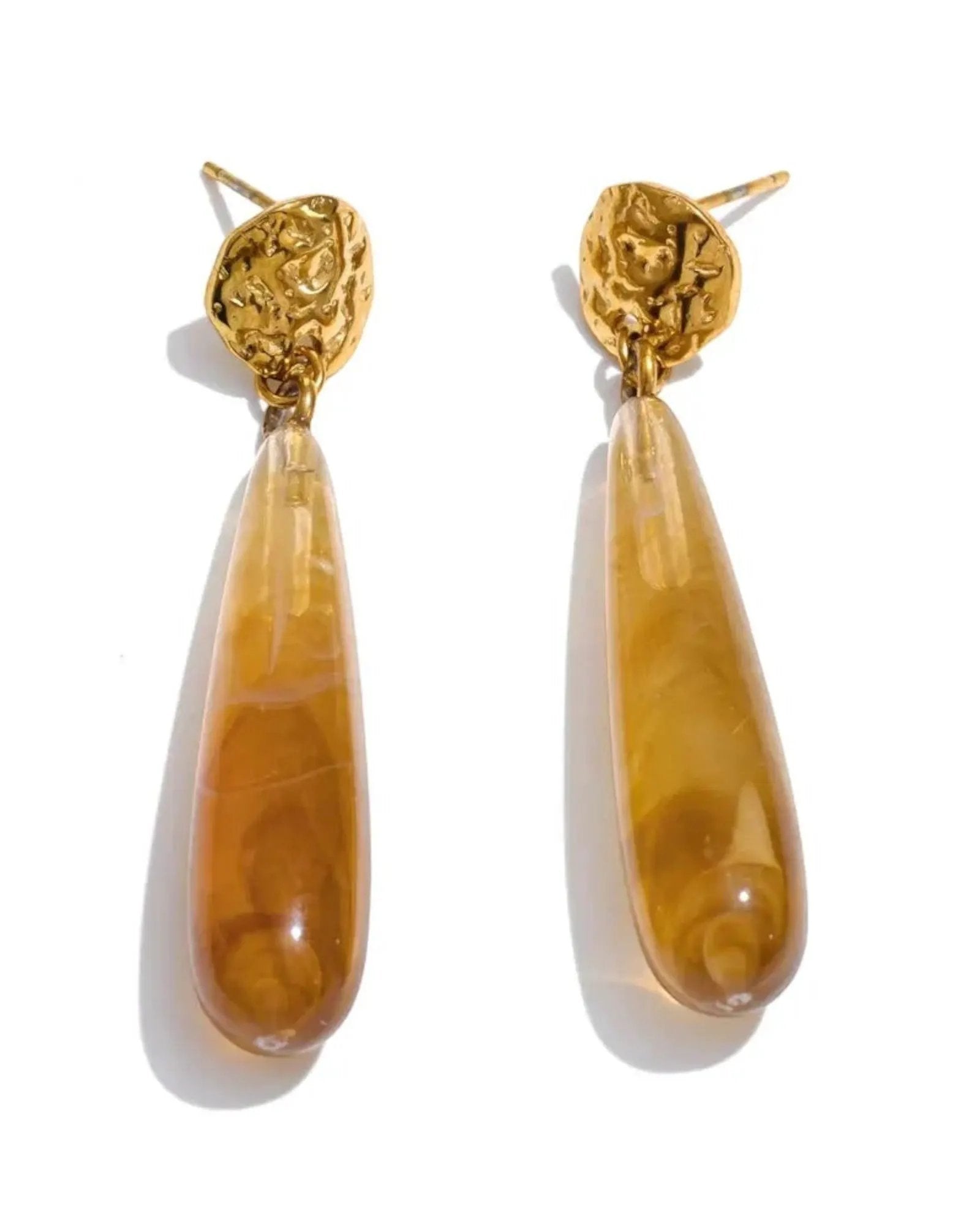 Teardrop Acrylic Resin Dangle 18K Gold PVD Plated Stainless Steel Earrings For Women by Poised Me Jewelry Studio