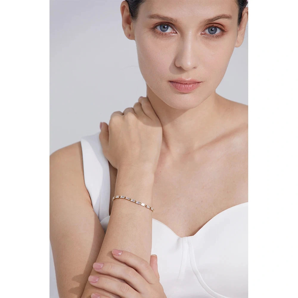 Waterproof Fashion White Green Cubic Zirconia Stainless Steel Gorgeous Necklace Bracelet Elegant Charm Jewelry Sets Women by PoisedMe