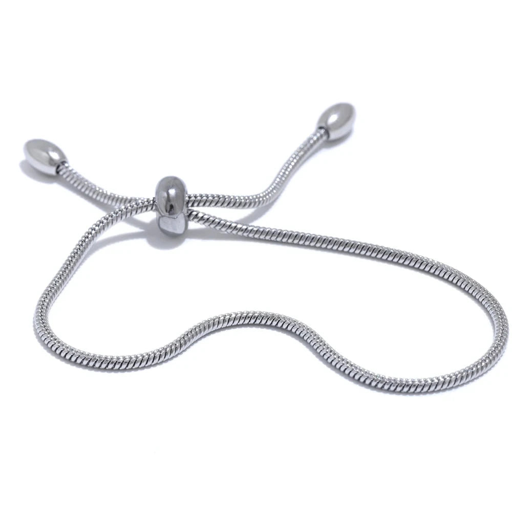 Adjustable Snake Chain Bracelet – 18K Gold or Platinum Plated Stainless Steel | Minimalist Waterproof Jewelry Gift for Women by Poised Me Jewelry Studio Inc. 