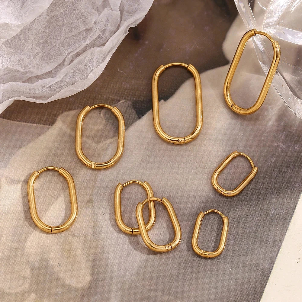 18K Gold U-Shape Hoop Earrings – Classic Waterproof Stainless Steel Hoops by PoisedMe