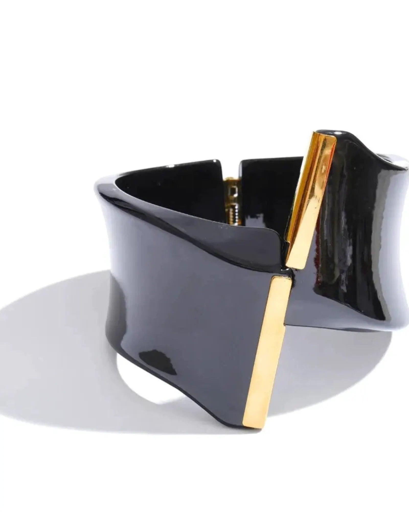 Marble Acrylic Cuff Bracelet With Gold Bar Accents 62mm 18k PVD Plated Stainless Steel by Poised Me Jewelry Studio
