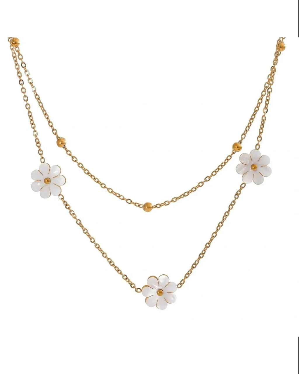 Summer Shell Flower Double Layer Plant Charm Necklace Anklet For Women Jewelry by Poised Me Jewelry Studio