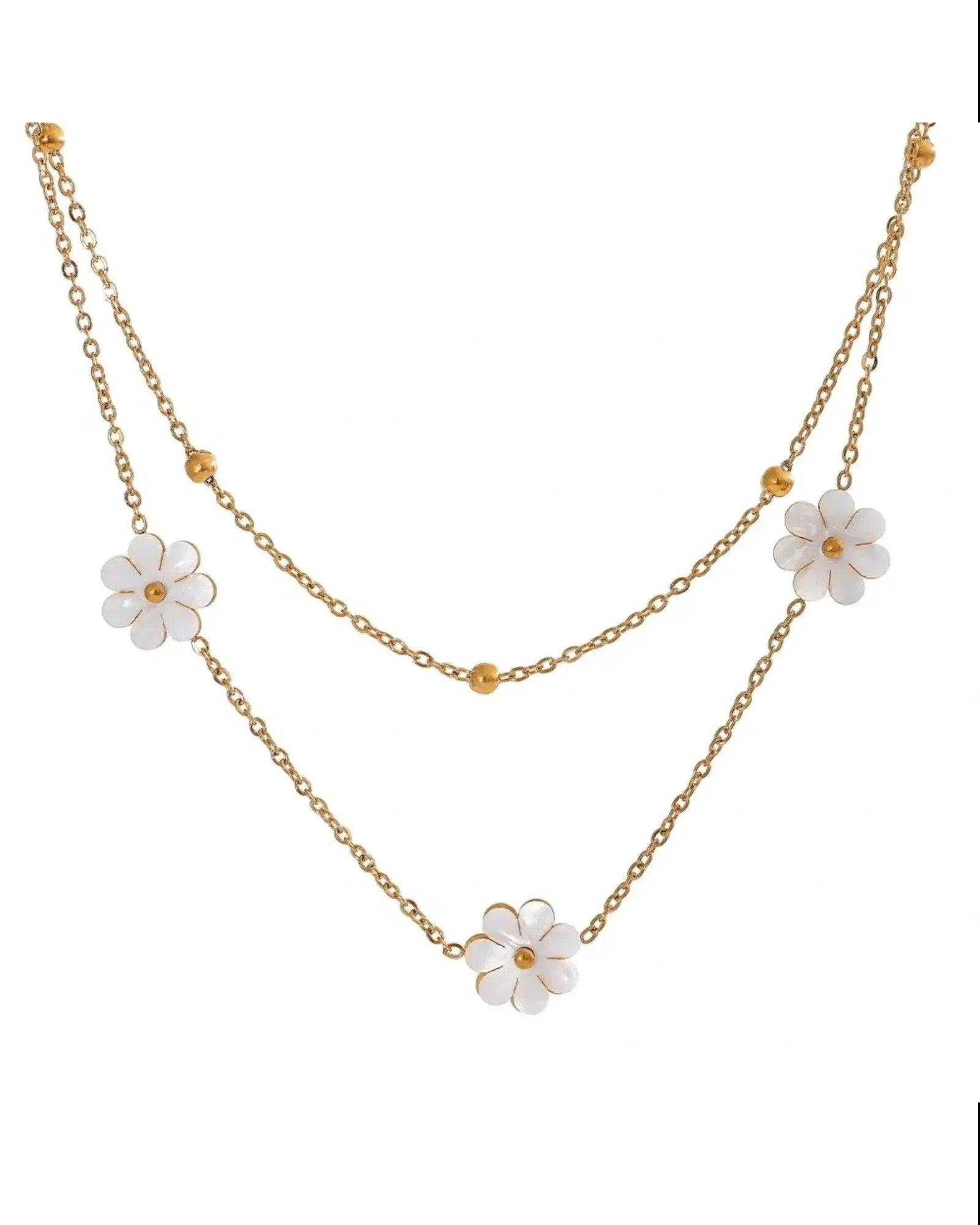 Summer Shell Flower Double Layer Plant Charm Necklace Anklet For Women Jewelry by Poised Me Jewelry Studio