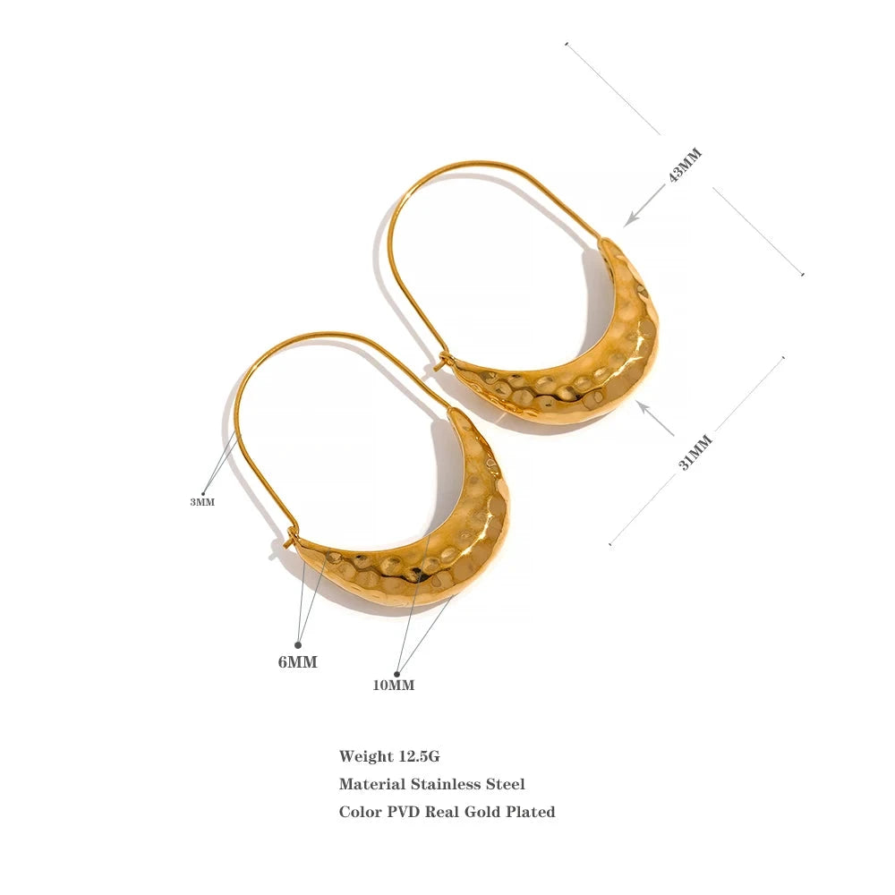 18K Gold Textured Hoop Earrings – Waterproof Stainless Steel Jewelry by PoisedMe