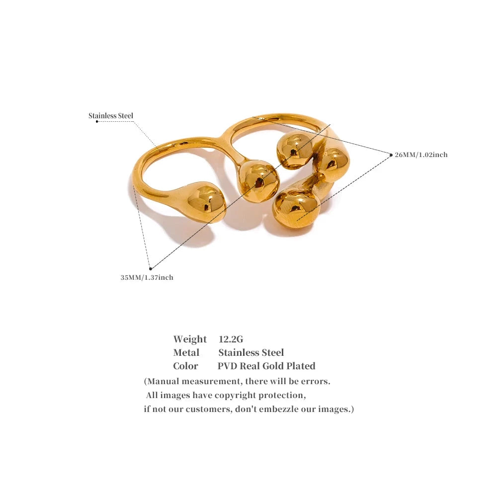 Stainless Steel Ring For Women Waterproof Gold Silver Color Texture Jewelry Gift by PoisedMe