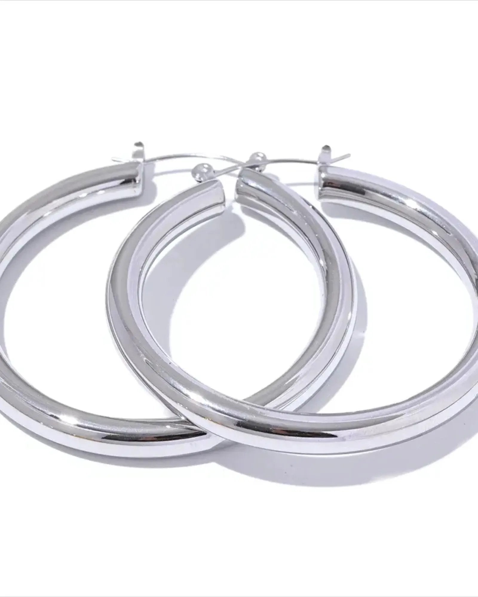Large Hollow Hoop Earrings Hypoallergenic 18k Gold PVD 316L Stainless Steel by Poised Me Jewelry Studio