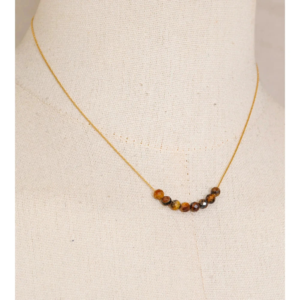 Natural Aventurine Agate Tiger Stone Beads Chain Drop Necklace High Quality Fashion Collar Jewelry Gala Gift Wholesale by PoisedMe