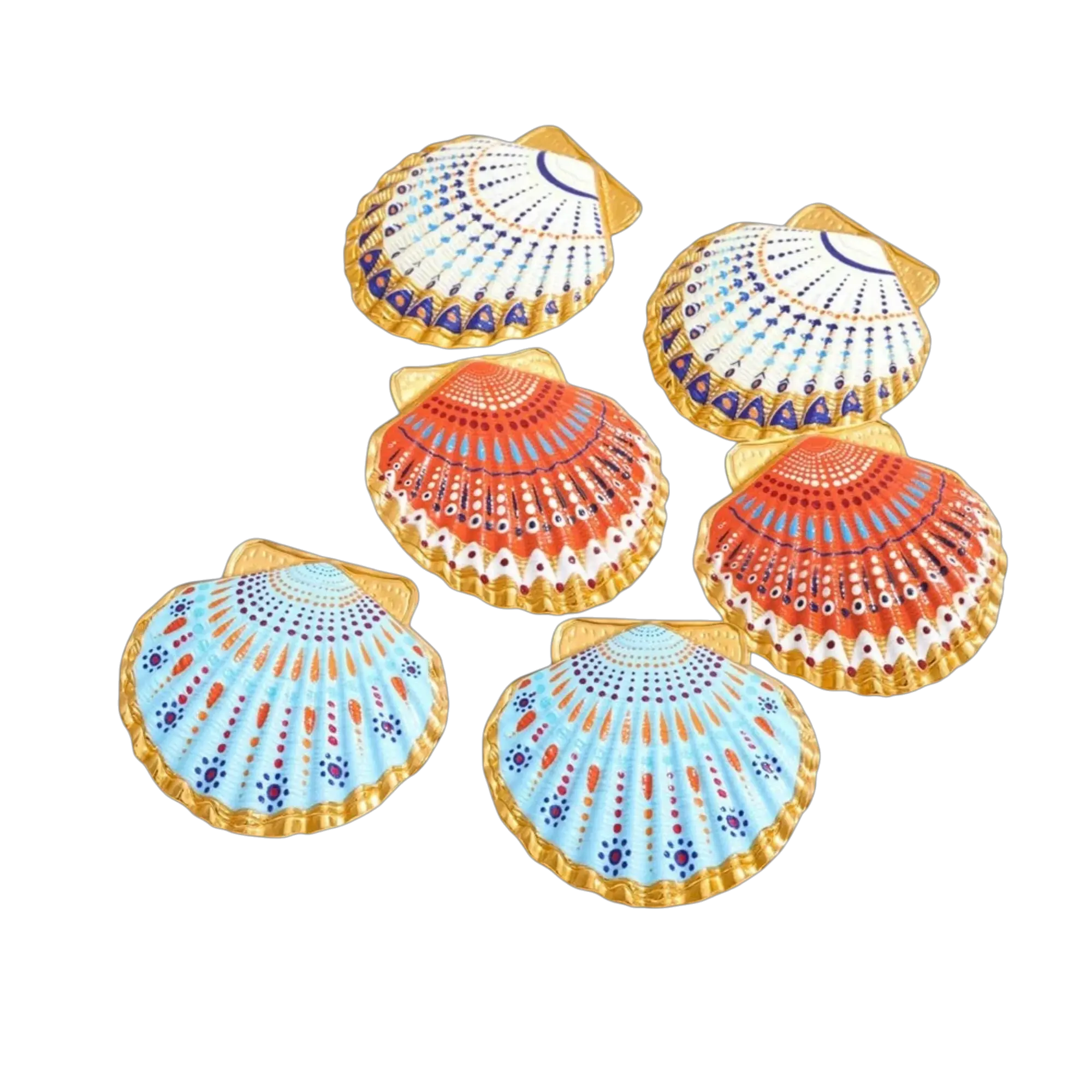 PoisedMe Ocean Style Enamel Shell Stud Earrings For Women Gold Tone - Earrings