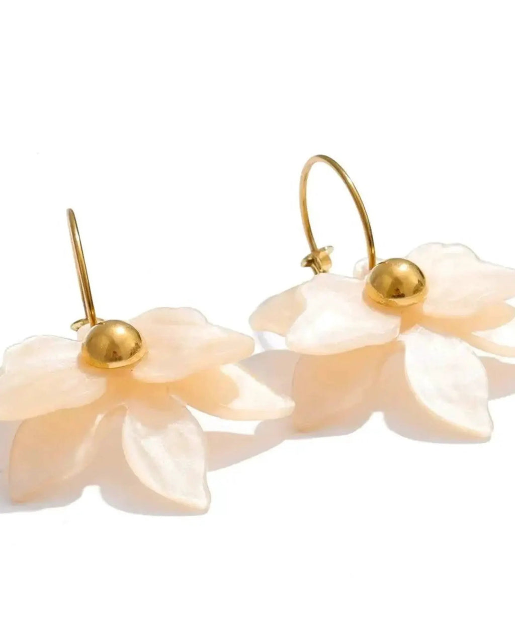 Multicolor Acrylic Flower Petal Drop 18k PVD Plated Stainless Steel Earrings Hooks by Poised Me Jewelry Studio